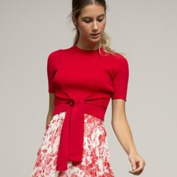 Lucy Paris Sweaters - Lucy Paris Ribbed Short Sleeve Sweater with Belt